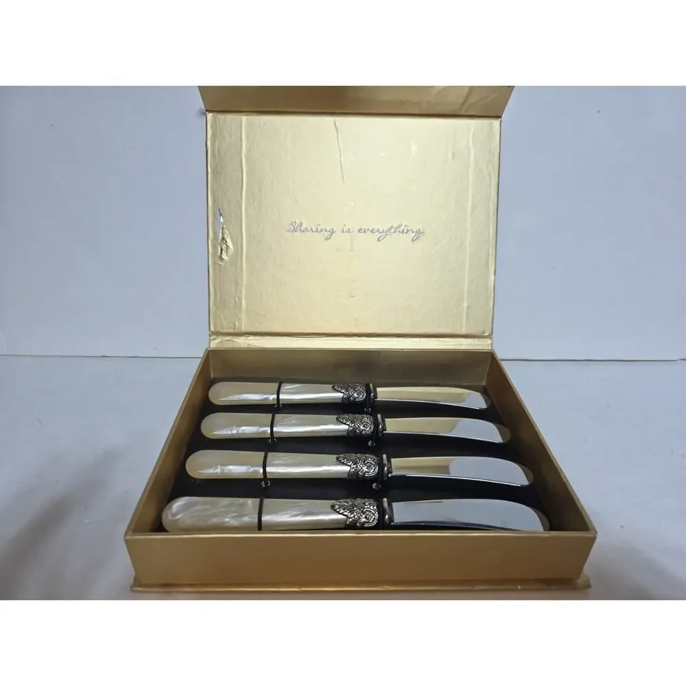 Cheese Spreader 4 Pcs. CATHYLIN REVERIE COLLECTION -NIB Mother of Pearl